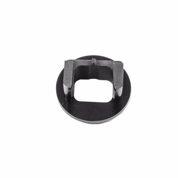 Outex Accessories Miscellaneous Copy: Black round plastic or metal tripod adaptor with square hole and two raised tabs, on white background.