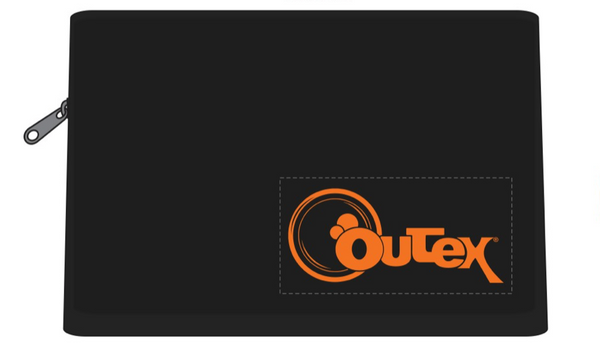 The Outex Maintenance and Care pouch is black with an orange logo—ideal for storing your Outex system, silicone oil, or silicon grease.