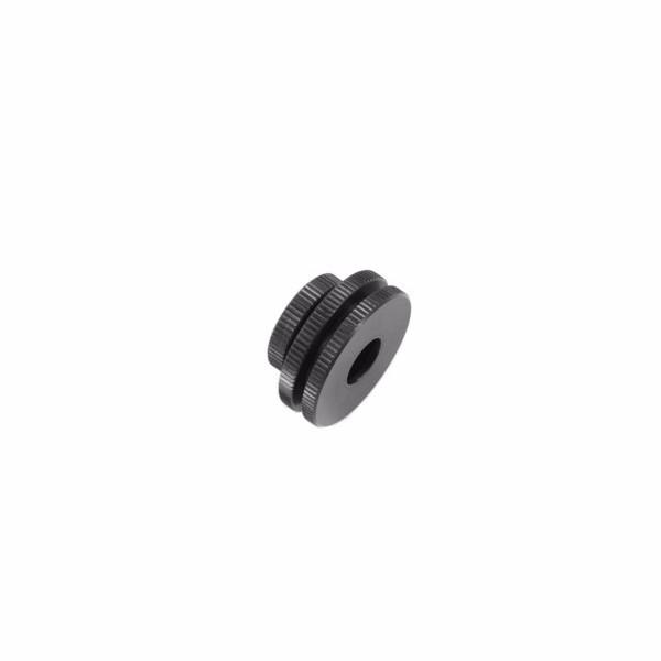 Outex Accessories Miscellaneous: small, round black metal tripod adaptor with textured edges and central hole, shown on white background.