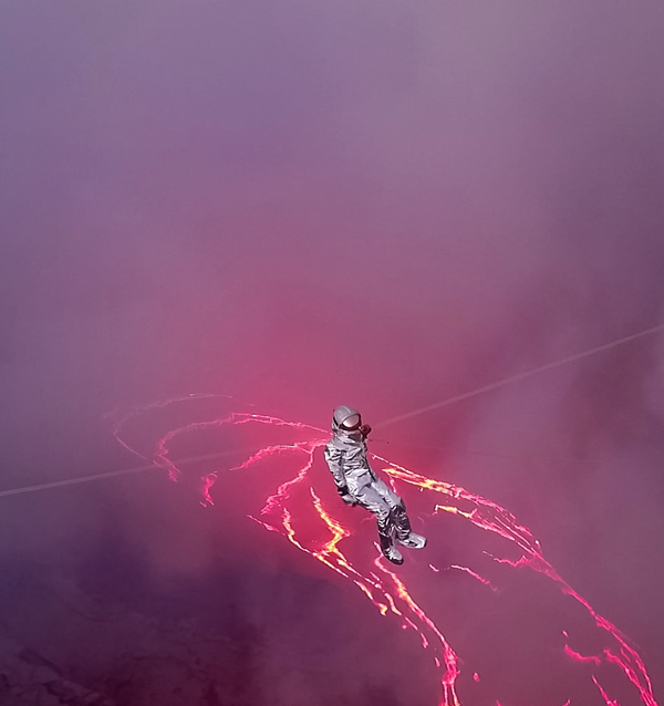 TV-host, Adventurer, Dr. Karina Oliane breaks world record for longest lava crossing.