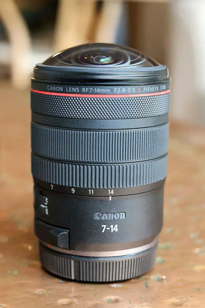 Canon RF 7-14mm f/2.8-3.5L ultra-wide fisheye lens — compatible with Outex waterproof camera housing system