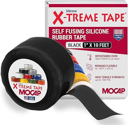 Black silicone tape with X-Treme Tape packaging on a white background