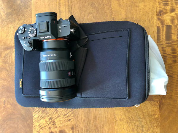 Sony Camera on Top of Protective Bag