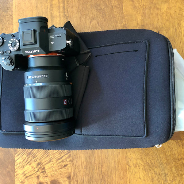 Sony Camera on Top of Protective Bag