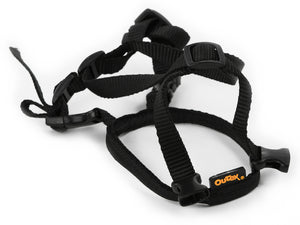 A black Outex strap holder on a white background