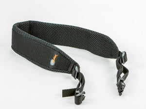 Black neck strap on a white background